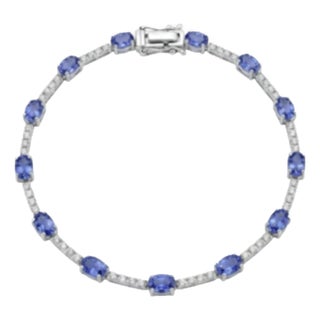 Natural 18k Gold Blue Sapphire 3.85cts & Diamond 0.39cts Bracelet For Sale