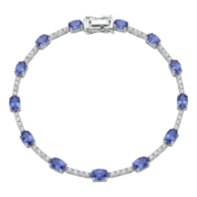 Natural 18k Gold Blue Sapphire 3.85cts & Diamond 0.39cts Bracelet For Sale