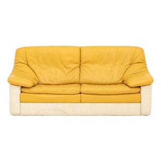 Italian Gyform Two-Tone Leather Upholstered Sofa For Sale