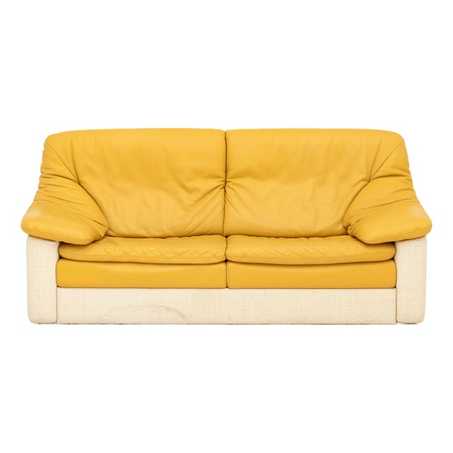 Italian Gyform Two-Tone Leather Upholstered Sofa For Sale