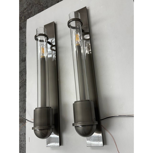 Contemporary Urban Electric Huntley Wall Sconces, Pair For Sale - Image 3 of 11