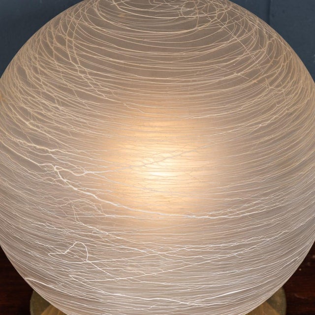 Glass Vintage Italian Hand-Blown Frosted Murano Glass Globe Table Lamp, 1980 For Sale - Image 7 of 14
