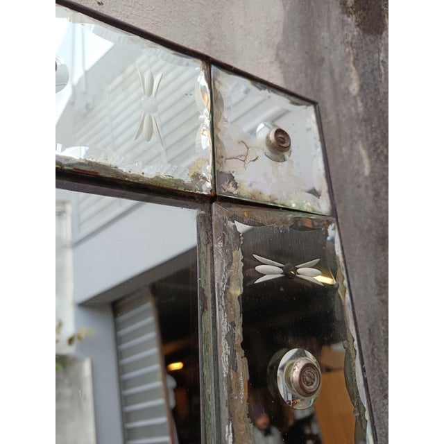 Large Venetian Bistro Mirror with Bubbles For Sale - Image 6 of 18