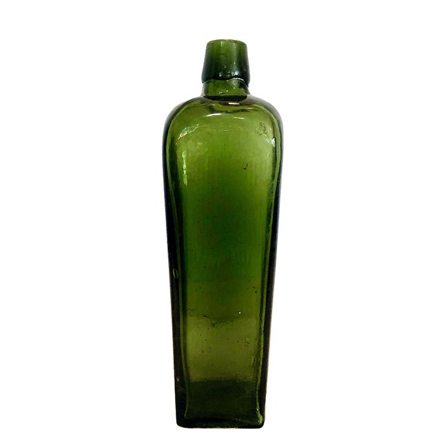 19th-Century Three-Piece Dark Green “Case Gin” Glass Bottle Collection For Sale In San Francisco - Image 6 of 9