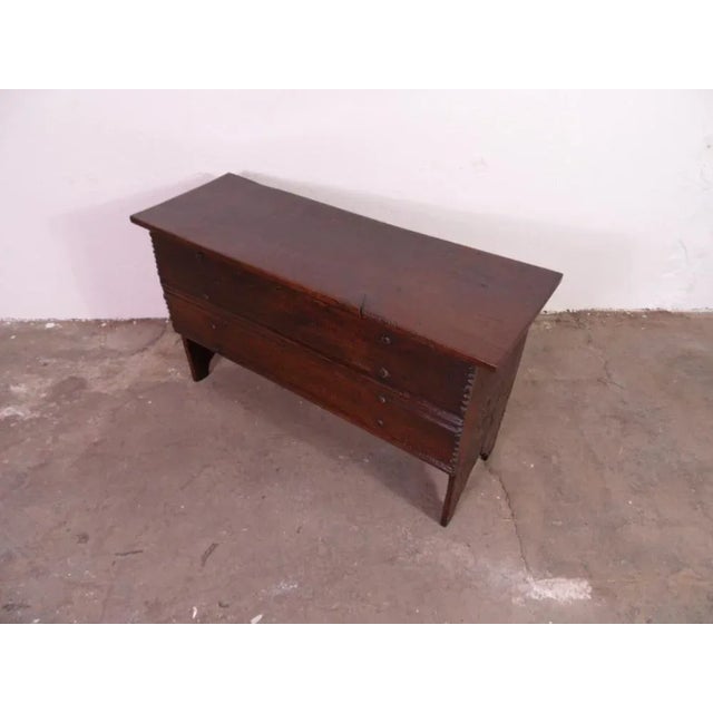 Wood Small Antique Oak Chest For Sale - Image 7 of 13