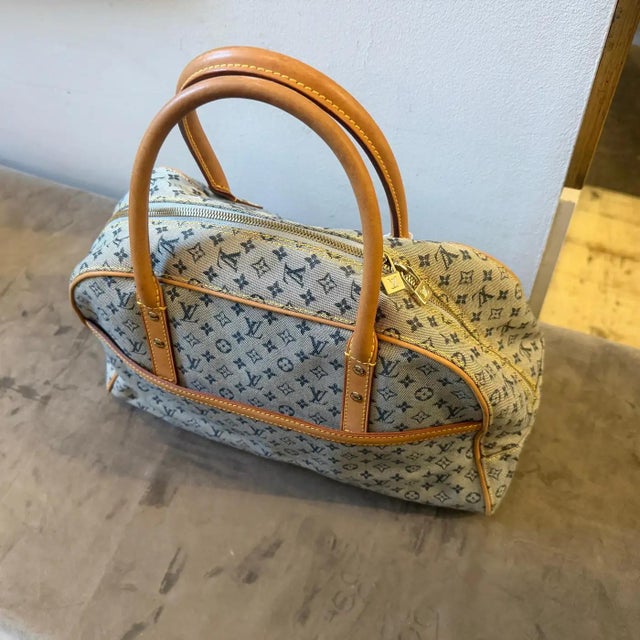 2001 Louis Vuitton Marie Navy Blue Monogram Canvas and Leather Hand Bag For Sale - Image 13 of 18