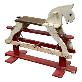 English Wooden Rocking Horse, 1950s For Sale