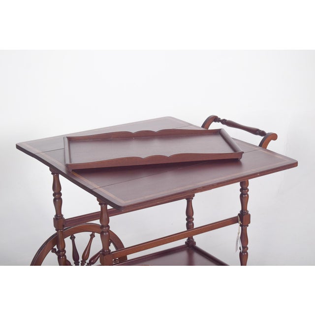 Brown Mid-Century Mahogany Tea Trolley with Side Flaps, 1940s For Sale - Image 8 of 15