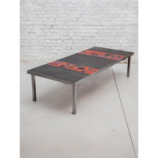 Large Coffee Table with Black and Red Glazed Tiles by Pia Manu for Amphora, 1960s For Sale - Image 13 of 18