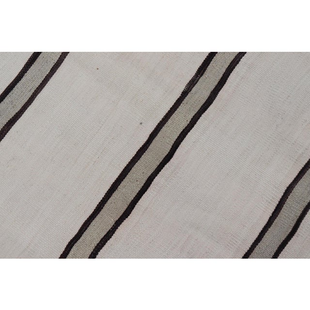 Turkish Vintage Gallery Flat-Weave in Brown, Gray, and Ivory With Stripe Design For Sale - Image 12 of 12