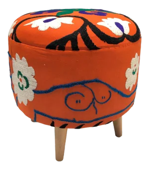 1960s Vintage Turkish Handwoven Suzani Ottoman