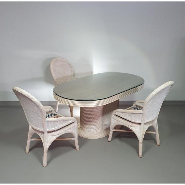 Pencil Reed Dining Table and Chairs, Set of 4 For Sale - Image 6 of 18