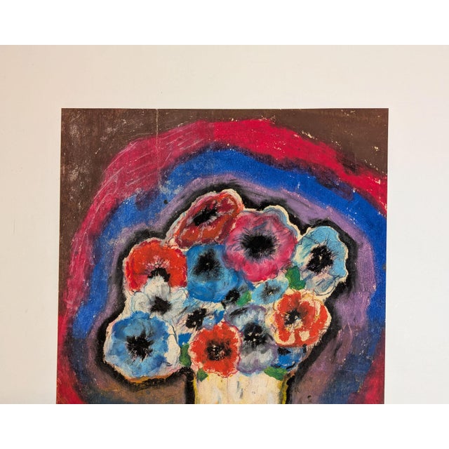 Original mixed-media work, apparently watercolor with pen and ink and possibly pastel, on heavy paper, depicting a bouquet...