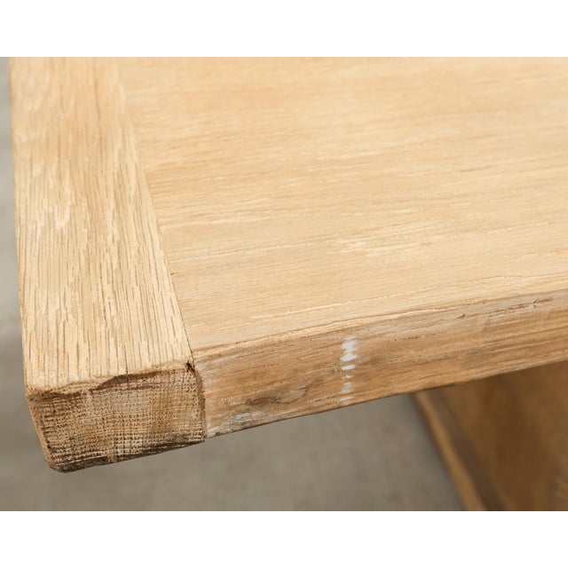 Country French Bleached Oak Farmhouse Trestle Dining Table 8 Ft For Sale - Image 13 of 18