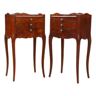 Vintage Walnut and Chestnut Bedside Tables, 1930s, Set of 2 For Sale