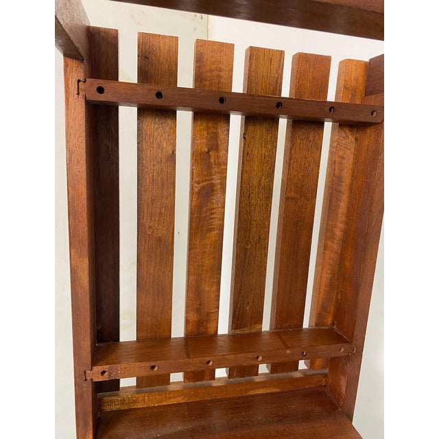 Mid-Century Modern Teak Slat Bench Side Table with Plant Stand, 1960s For Sale - Image 4 of 14