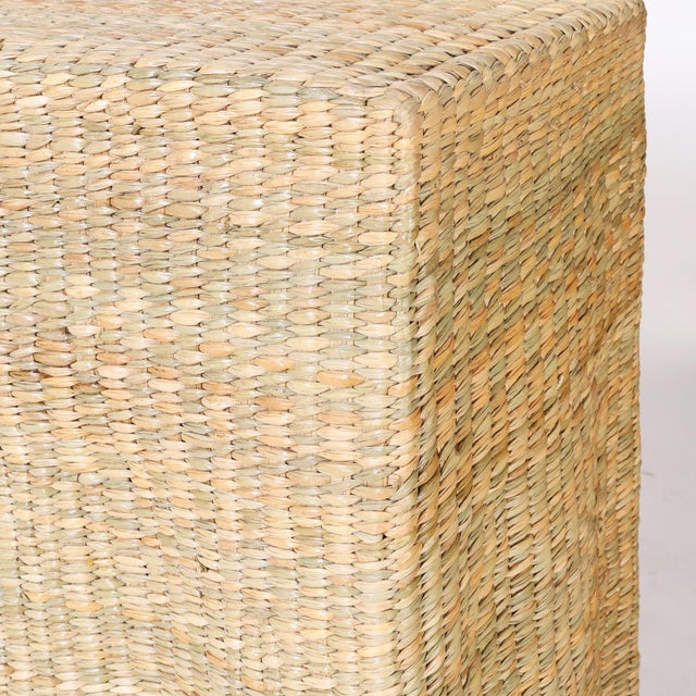 Wood Woven Reed Ghost Drapery Console With Flat Back For Sale - Image 7 of 9