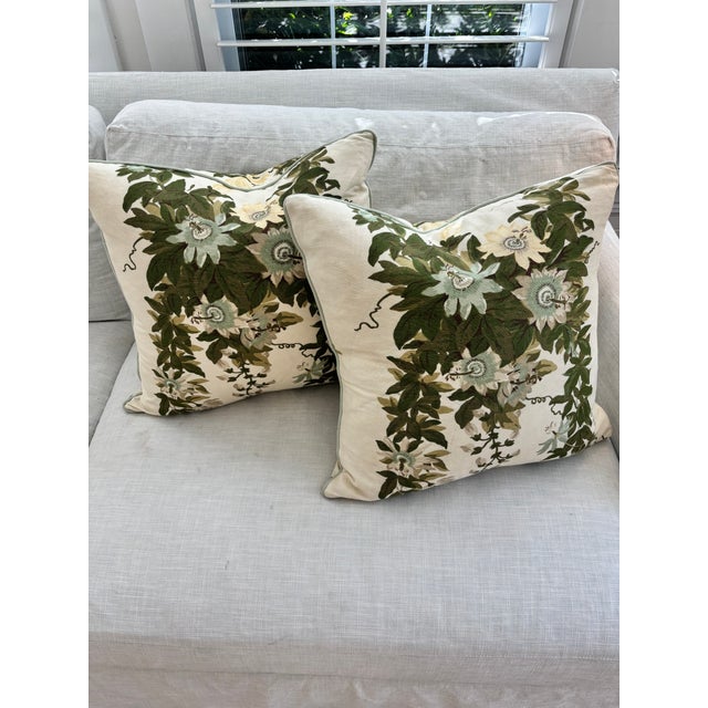 Michael S Smith Malmaison Fontaine Pillows With Mint Welt, a Pair For Sale In Raleigh - Image 6 of 6