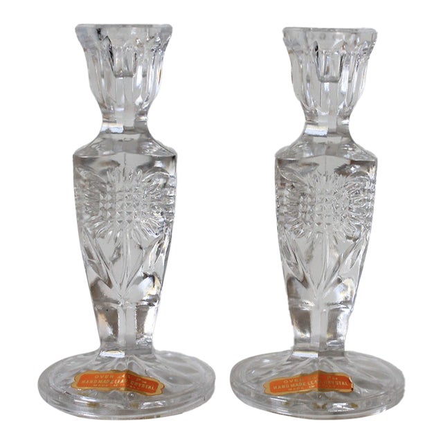 Vintage Italian Crystal Taper Candle Holders For Sale