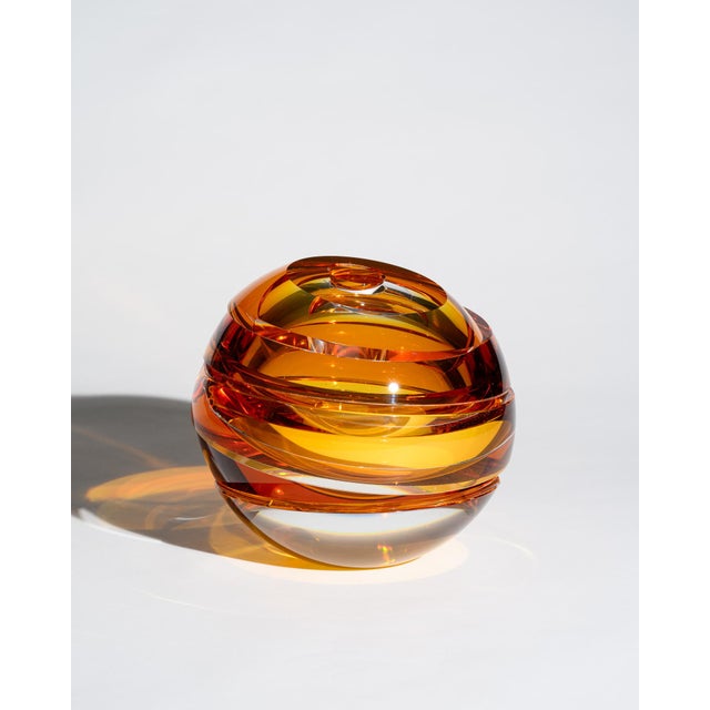 Early 21st Century Blockglas Amber Globe Vase from Rosenthal Creative Center, Germany, 2012 For Sale - Image 5 of 10