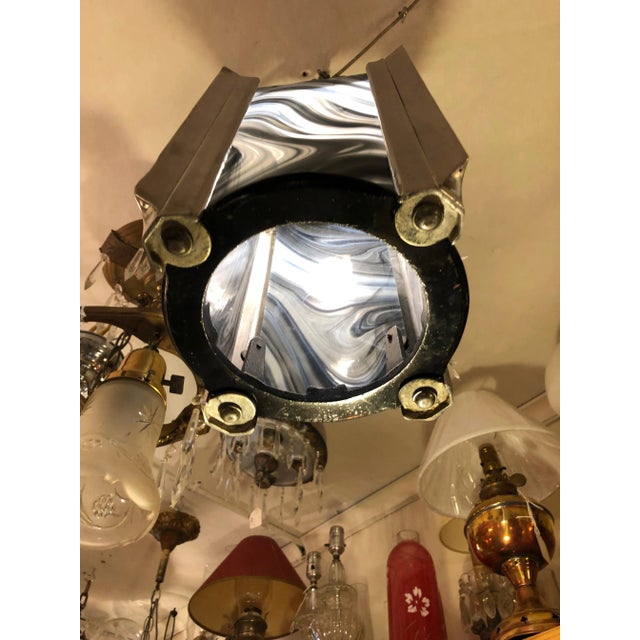 1940s 1940s Art Deco Chrome and Art Glass Pendant Chandelier For Sale - Image 5 of 12