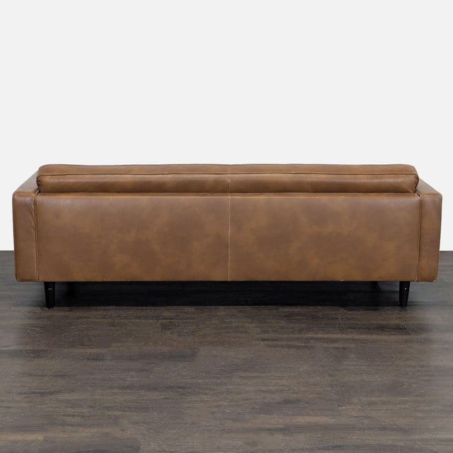2010s Hd Buttercup 3-Seat Brown Leather Sofa With Tufted Back and Bolster Pillows For Sale - Image 5 of 8