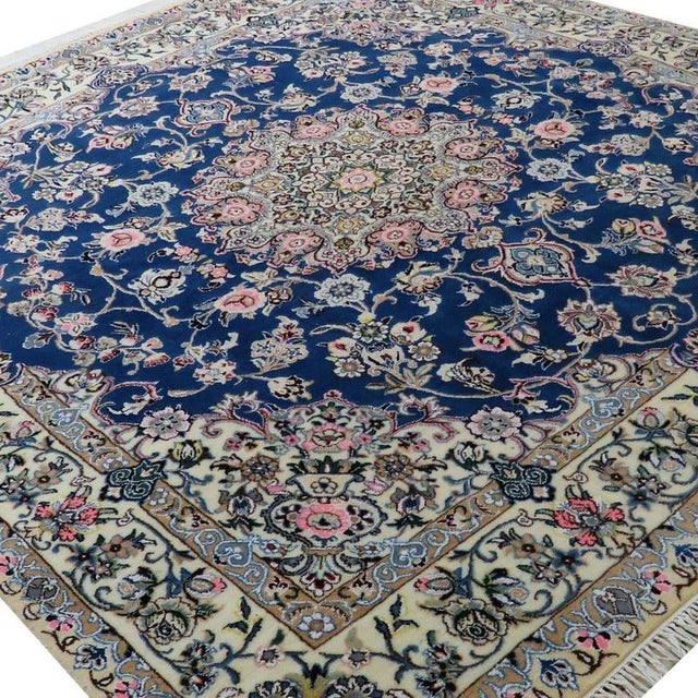 Hand-Knotted Wool and Silk Nain Rug For Sale - Image 3 of 5