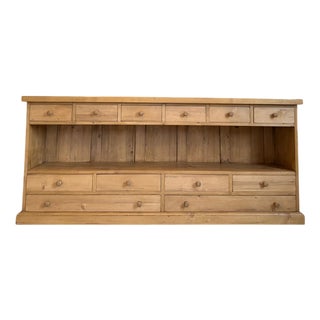 Rustic 12-Drawer Sideboard in Softwood For Sale