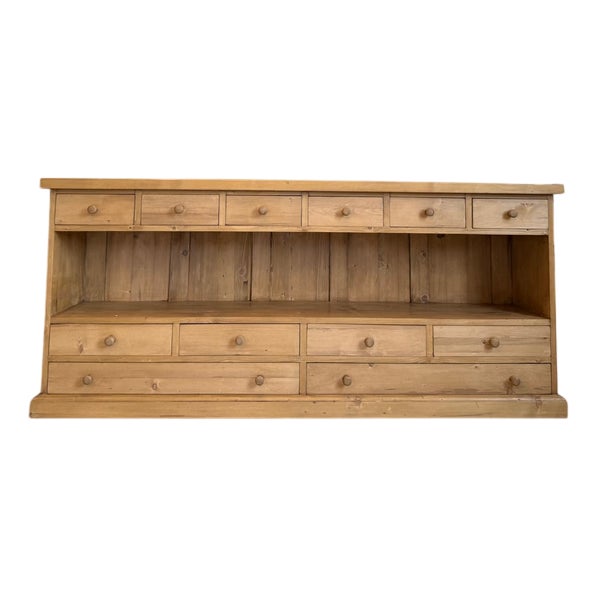 Rustic 12-Drawer Sideboard in Softwood For Sale