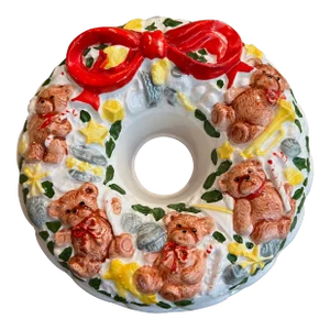 Vintage Christmas Ceramic Mold / Decoration With Bears