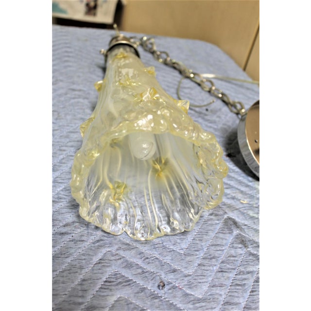 Gold 1990s Mid Century Modern Murano Gold Dust Glass Pendant For Sale - Image 8 of 11