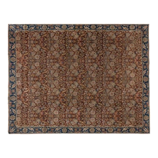 Antique Indian Brown Handmade Wool Rug For Sale