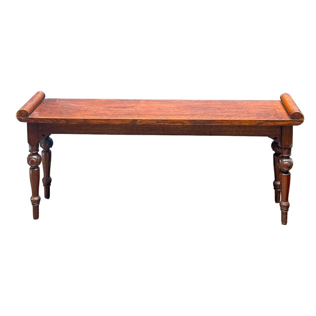 Arts and Crafts Hall Bench or Window Seat of Oak With Turned Legs From England For Sale In Austin - Image 6 of 8