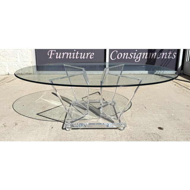 Contemporary Late 20th Century Glass-Top Table on Acrylic Base For Sale - Image 3 of 8