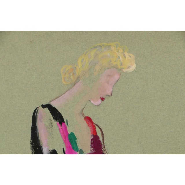 1950s Fashion Dress Watercolor Painting by Orval Hempler For Sale - Image 4 of 8