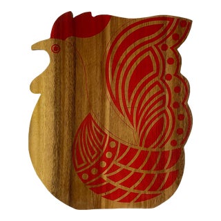 Mid 20th Century Danish Whimsical Charcuterie Cutting Board With Chicken Motif. For Sale