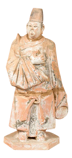 Tang Dynasty Chinese Court Official Terracotta Sculpture with Original Paint
