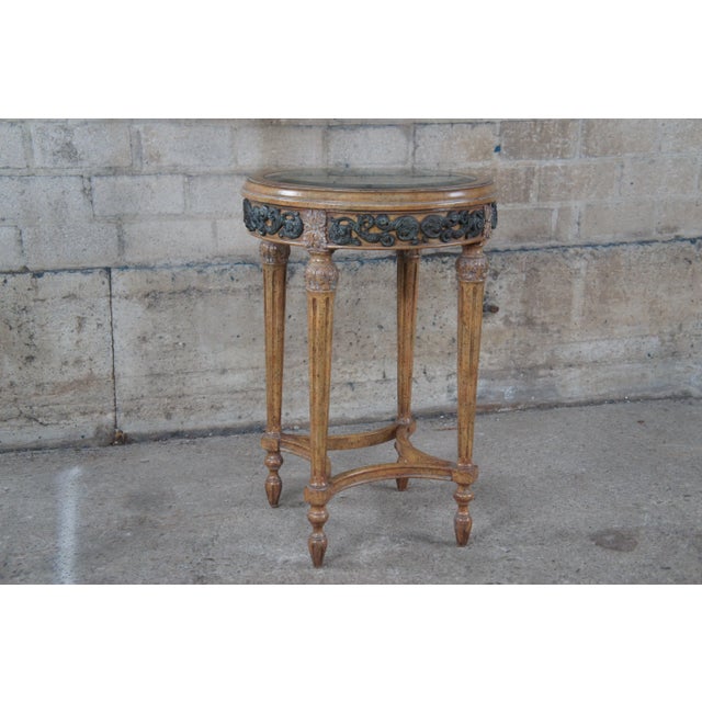 Mid 20th Century Maitland Smith French Louis XVI Walnut Glass Gueridon Pedestal Table Plant Stand For Sale - Image 9 of 13