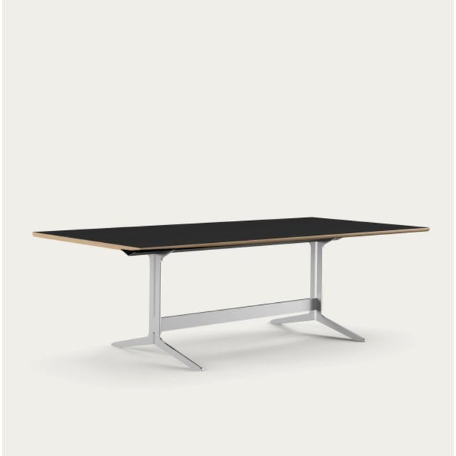 Salto and sigsgaard council table tabletop rectangular: black linoleum + solid edges: oak clear oil for one collection the...