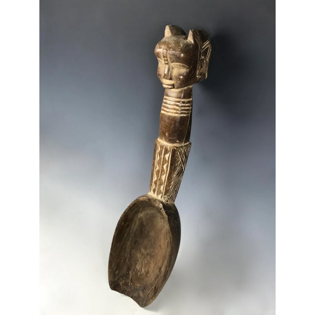 Brown African Tribal Art Baule Spoon For Sale - Image 8 of 9