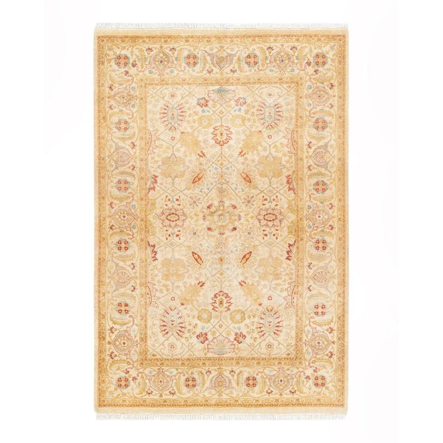 Ivory Mogul, One-of-a-Kind Hand-Knotted Area Rug in Ivory, 4' 2" x 6' 2" For Sale - Image 8 of 8
