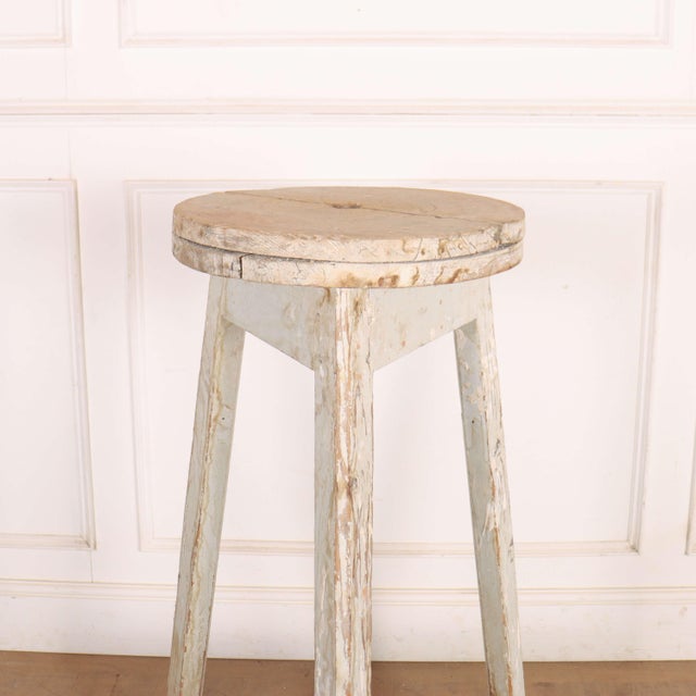 Tall 19th century French original painted pine sculpture stand. 1860. Top surface: 16.5-inches This piece is designed in...