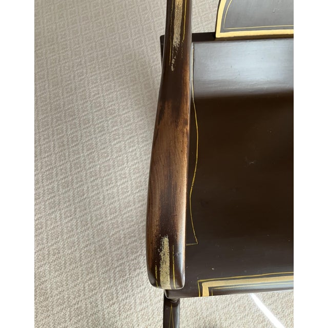 Coffee Mid-20th Century Farmhouse Folk Art Hand Painted Rocking Chair For Sale - Image 8 of 17