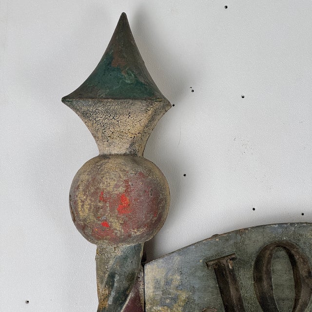 Late 19th Century Rare & Unusual Pair of French Hand Painted and Carved Wood Trade Sign in Form of Pole & Flag For Sale - Image 4 of 16