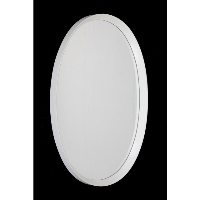 White Large Mid-Century Space Age Oval Wall Mirror, 1970s For Sale - Image 8 of 8
