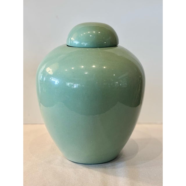 Traditional 1970s Celadon Green Glazed Ginger Jar For Sale - Image 3 of 7