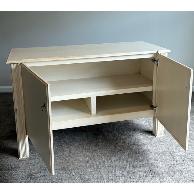 Cream Vintage Coastal Regency Style Cream Console Cabinet For Sale - Image 8 of 9