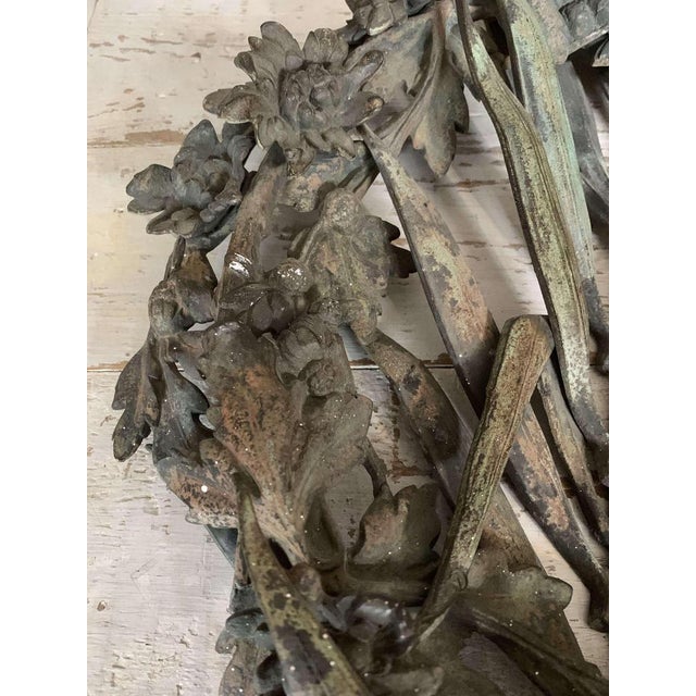 French Bronze Decorative Floral Wreath, 1920s For Sale - Image 10 of 14