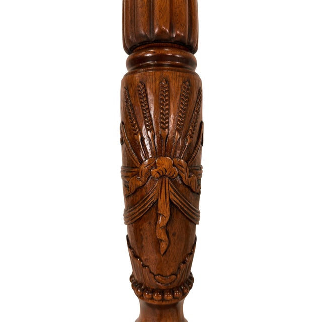 Vintage Mahogany Rice Carved Poster Bed Queen Size For Sale In Salt Lake City - Image 6 of 10