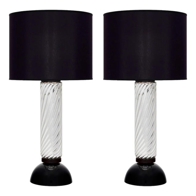 Murano Mercury Glass Spiral Lamps For Sale